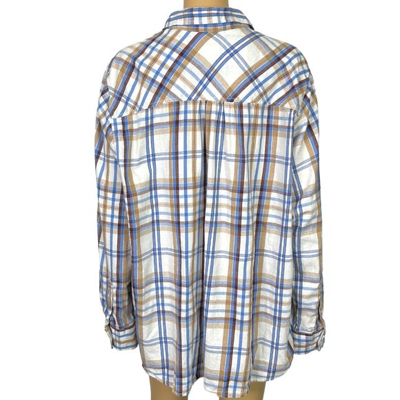 Time And Tru Womens XXL 20 Long Sleeve Button Up Flannel Plaid Shirt Blouse - Picture 7 of 12